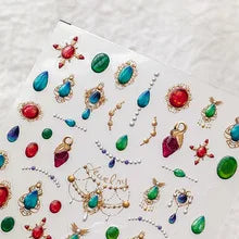5D Luxury Nail Art Stickers – Gold Gemstone & Courtly Pattern Manicure Decals