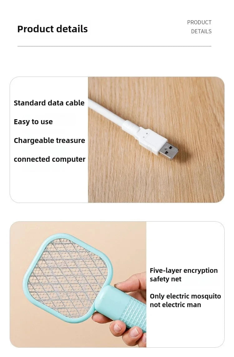 Mosquito Swatter Trap Mini USB UV Light Pest Control Electric Shock Mosquito Killer Lamp Portable Fly Bug Zapper Summer