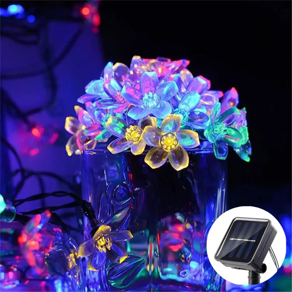 20/50/100Leds Solar String Lights Cherry Flower Fairy Lamp Waterproof Outdoor Garden Party Tree Decoration