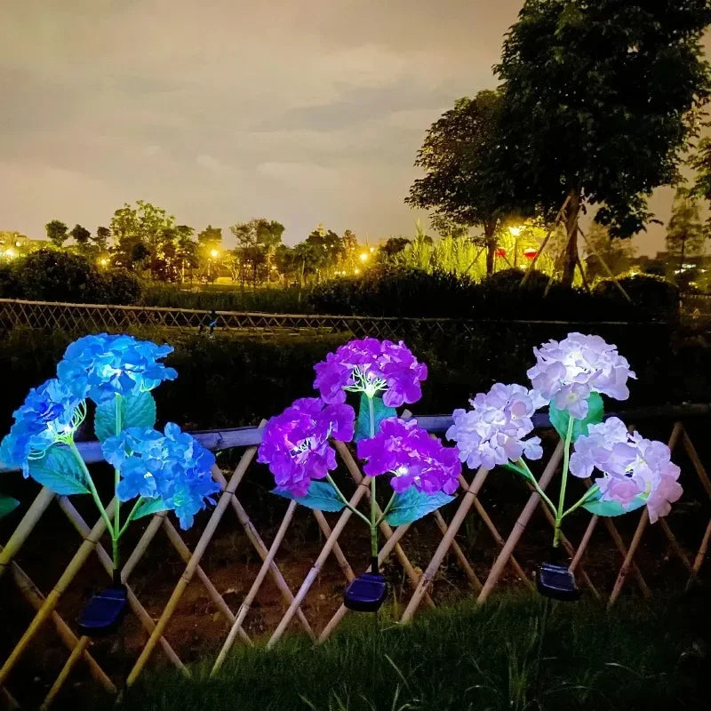 Solcellsdriven Hortensia Blomsterbelysning för Uteplatsdekoration, LED-simulering Blomsterbelysning, Solladdad Gräslampa för Trädgårdsdekor