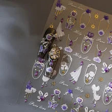 5D Luxury Nail Art Stickers – Gold Gemstone & Courtly Pattern Manicure Decals