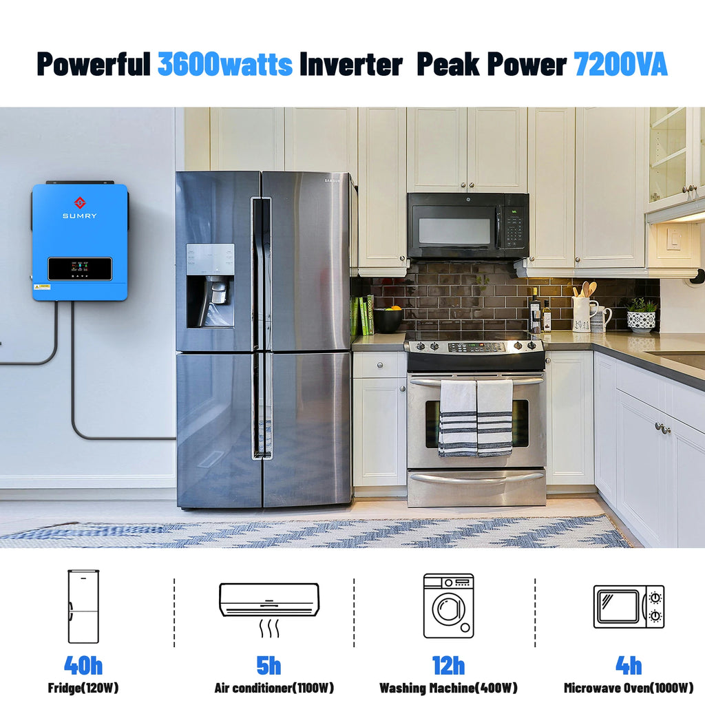 SUMRY 3.6kW Hybrid Solar Inverter, 24V, Dual Output