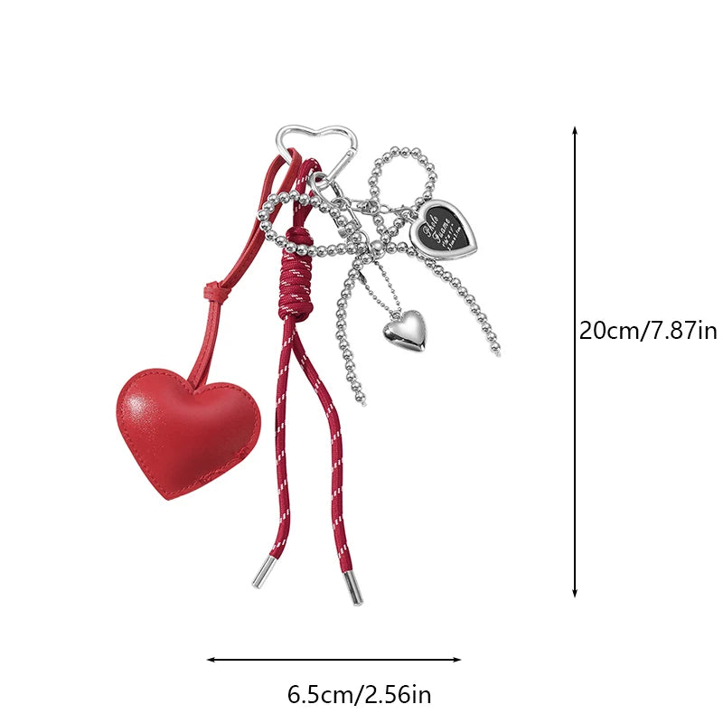 Bow & Heart Braided Bag Charm