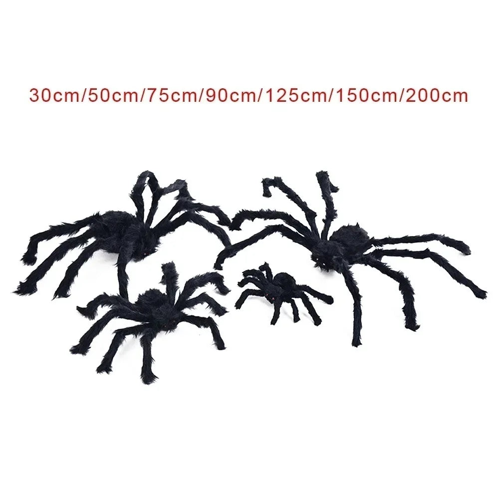 Black Plush Spider with Bendable Legs – Halloween Decoration