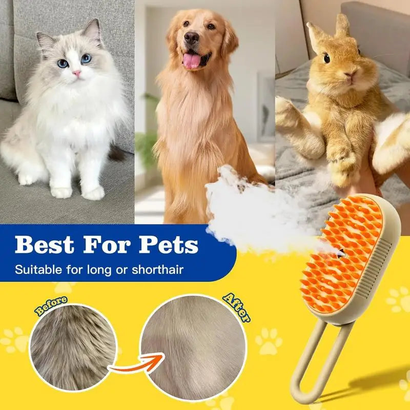 Pet Steam Brush – Cat & Dog Deshedding & Grooming Tool