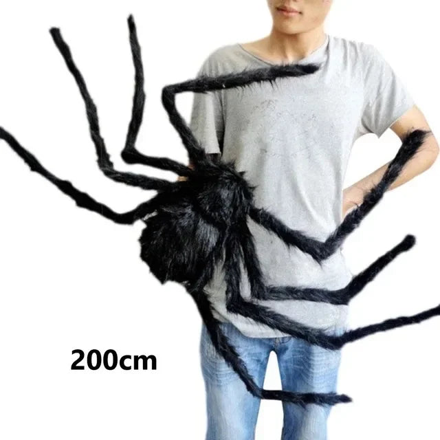 Black Plush Spider with Bendable Legs – Halloween Decoration