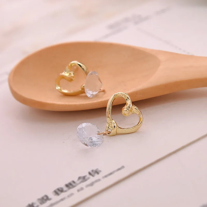 Gold-Tone Open Heart Drop Earrings