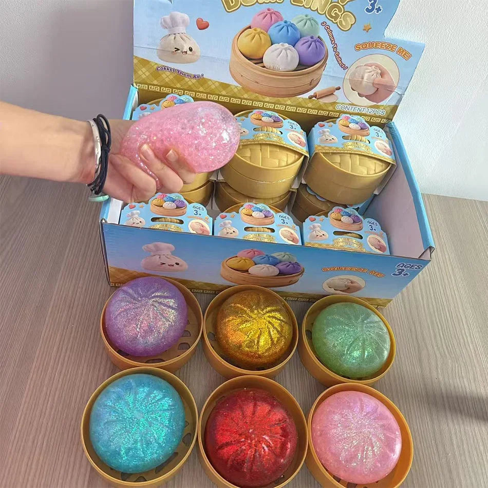 Dumpling Pressure Dumpling Squishies Cute Colorful Bun Toy Slow Rising Stress Relief Fidget Toy for Kids Adults Anti-Anxiety Toy