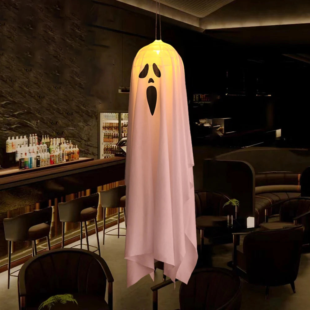 Light-Up Hanging Ghost – White or Orange Halloween Decoration