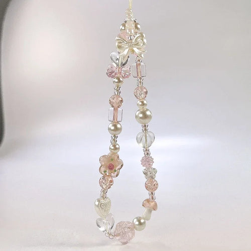 Bow & Flower Beaded Phone Charm Strap