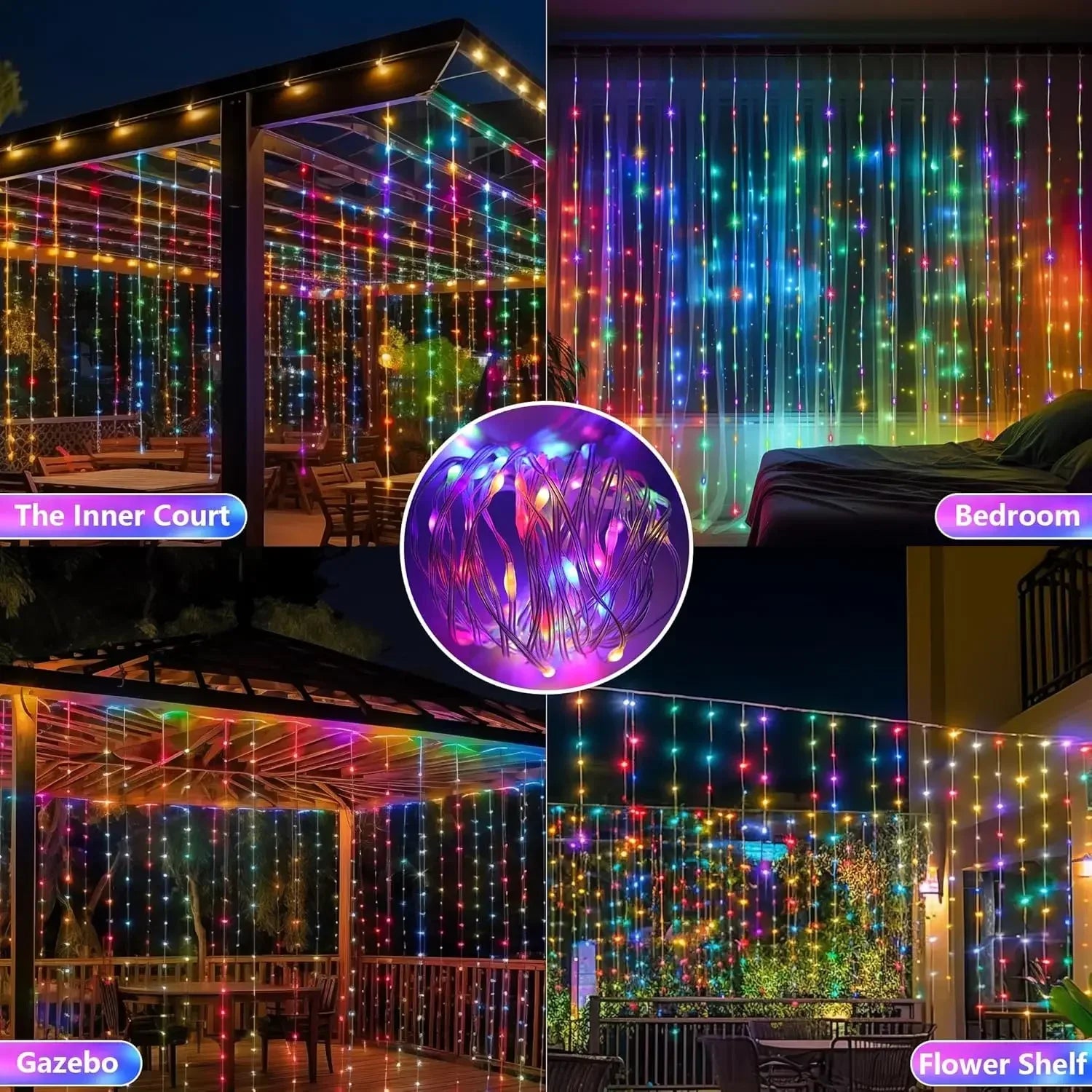 Solar Curtain String Lights 3x3M 300LED Fairy Holiday Decorations Christmas Birthday  for Party Garden Home Wedding Decoration