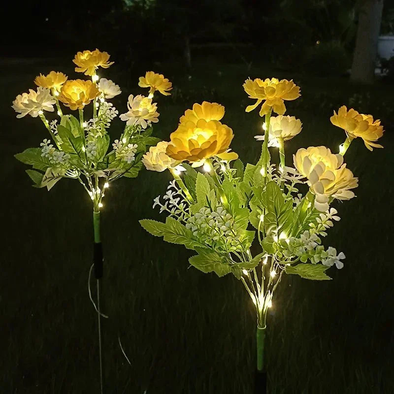 Solar Lights Snow Lotus Flower Gräslampa Utomhusbelysning Soldriven Trädgårdslampa för Gård Uteplats Blomlampa Bröllop Mors dag Fest