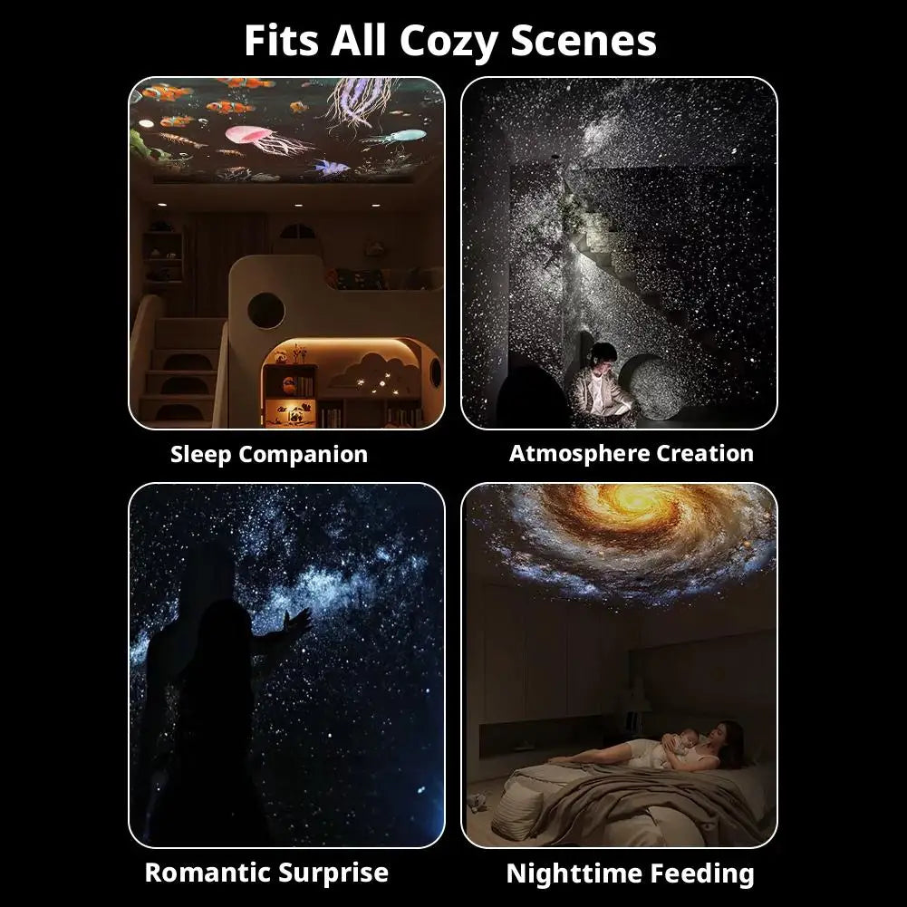 USB galaxy Projector Night Light 2-in-1 Mini Galaxy 360° Rotate LED Starry Sky Ambient Lamp For Party Home Saturn Decoration