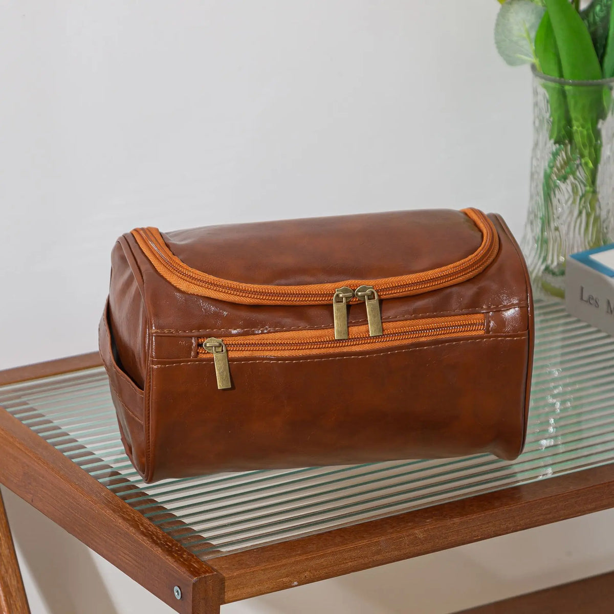 Faux Leather Travel Toiletry Bag
