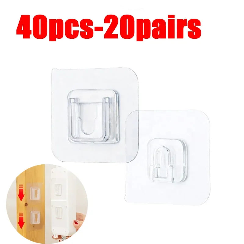 Clear Interlocking Adhesive Mounting Clips – 2–40 Pieces