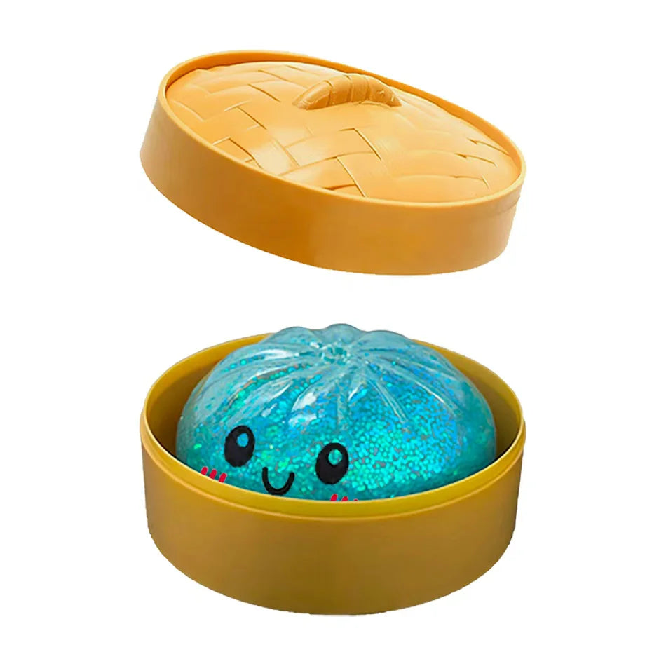 Bunte 6 Arten Glitter Knödel Squishy mit Box Knödel Sensorisches Quetschspielzeug zur Stresslinderung Spielzeuge