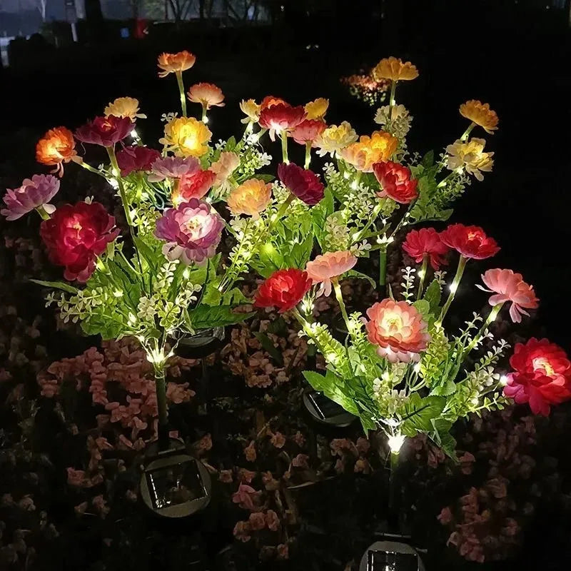 Solar Lights Snow Lotus Flower Gräslampa Utomhusbelysning Soldriven Trädgårdslampa för Gård Uteplats Blomlampa Bröllop Mors dag Fest