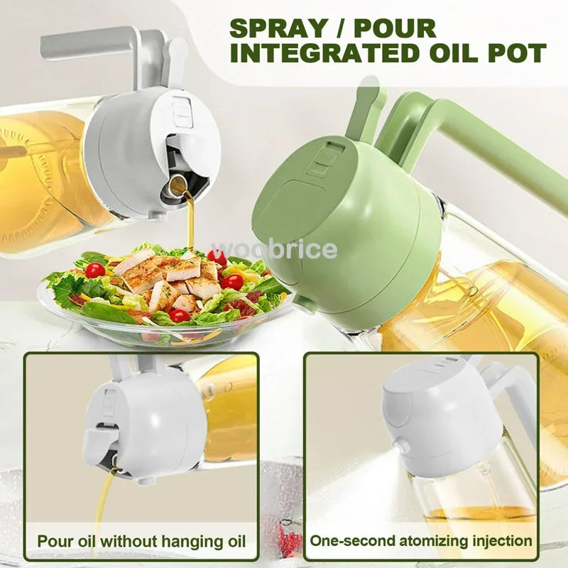 2-in-1 Cooking Oil Sprayer & Pourer – Bottle or Brush Options