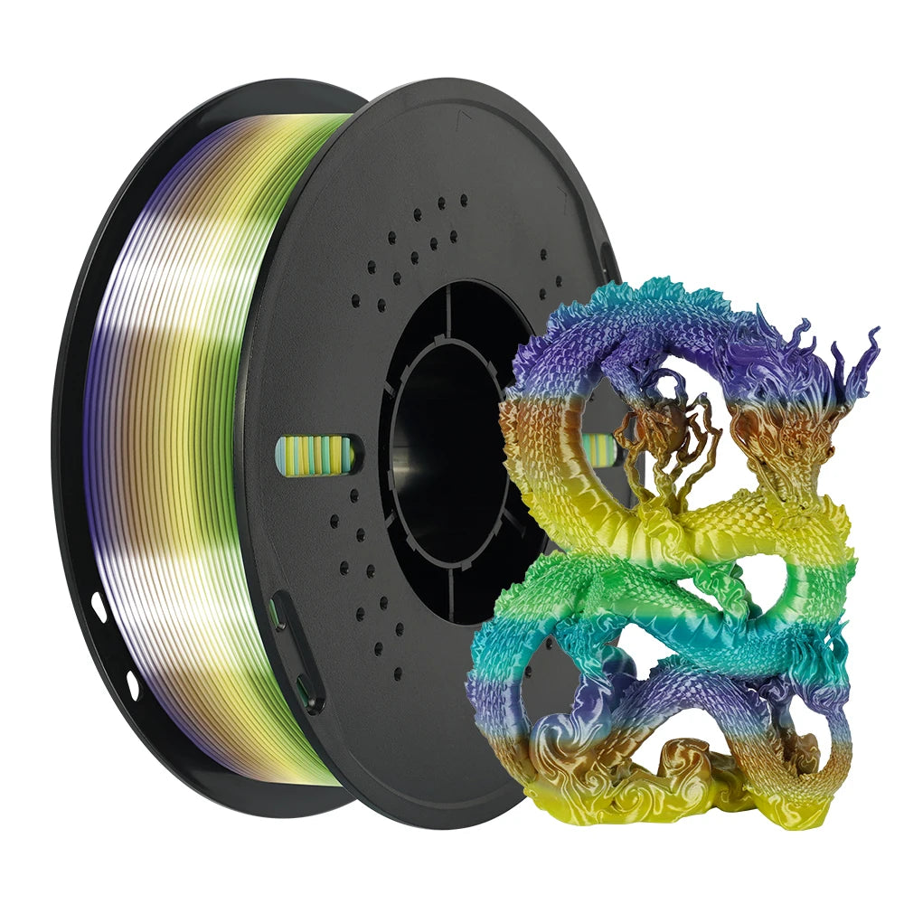 KINGROON Rainbow Silk PLA Filament – 1.75 mm, 2.2 lb (1 kg)