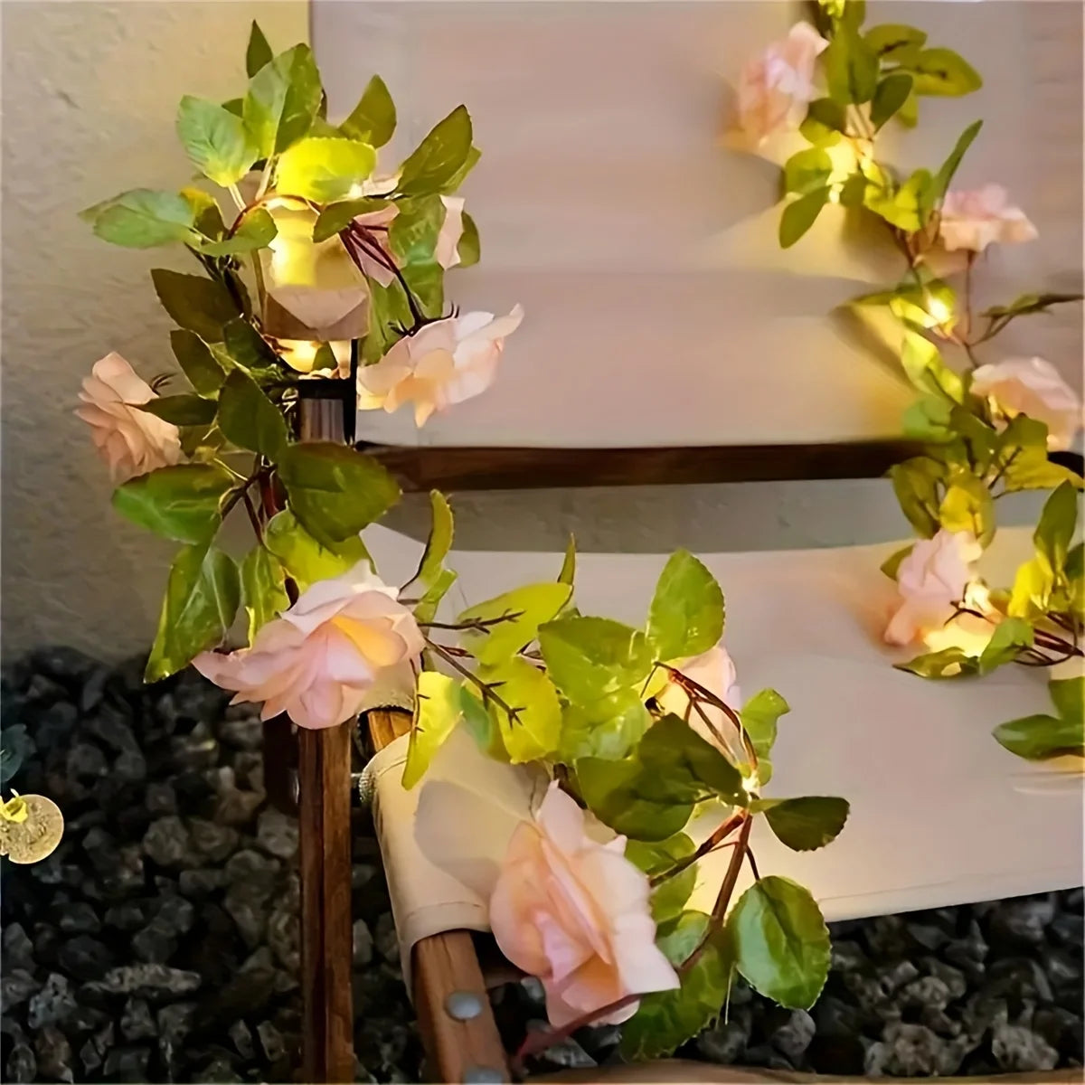 LED Rose Garland String Lights Battery Powered Fabric Flower String Light Suitable for Home Decoration Seasonal Parties