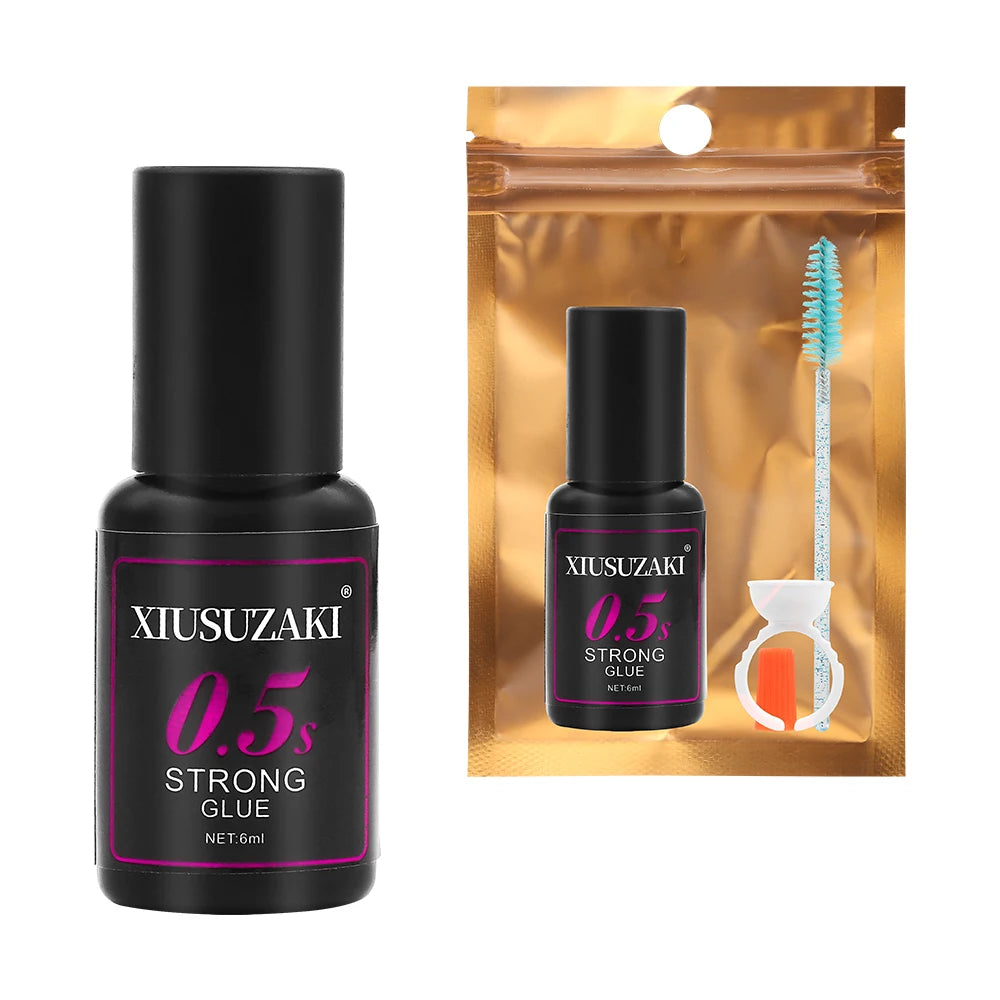 XIUSUZAKI Lash Extension Adhesive – Black, Clear & UV Options, 6 mL