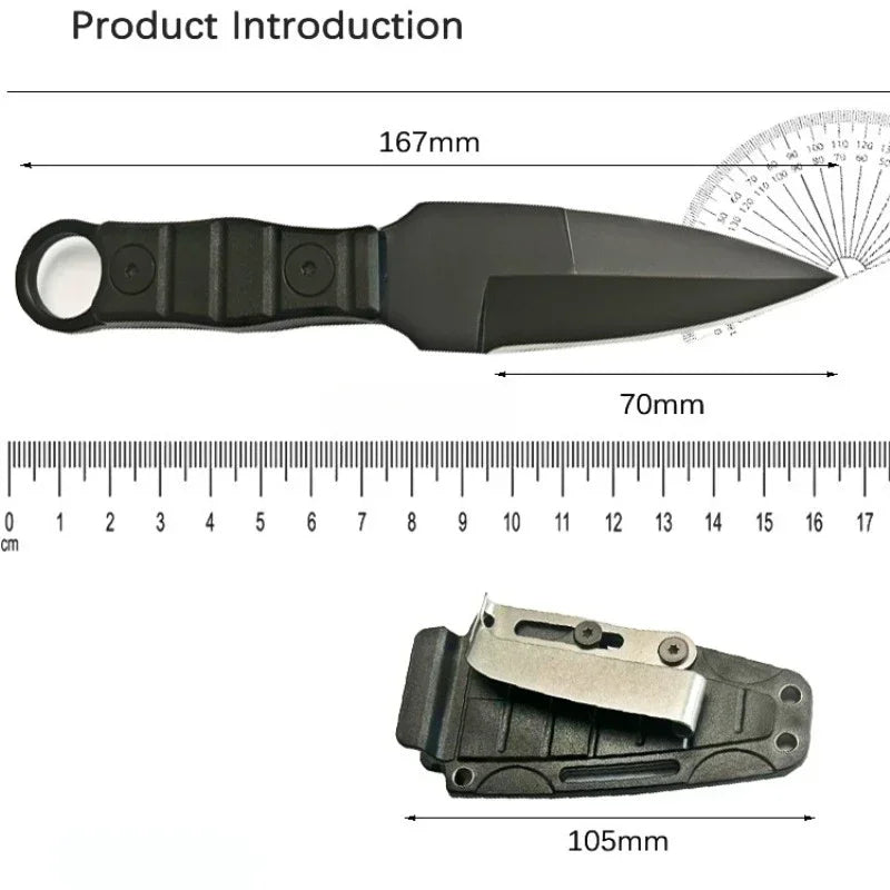 Black Thorn EDC Survival Knife – 7cm Stainless Steel Blade with K Sheath