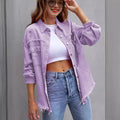 Women’s Distressed Button-Front Denim Jacket