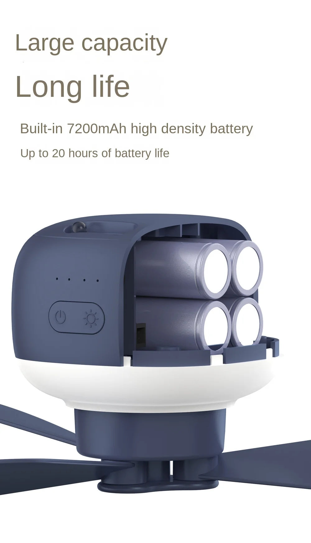 Portable Rechargeable Fan with LED Light & Remote
