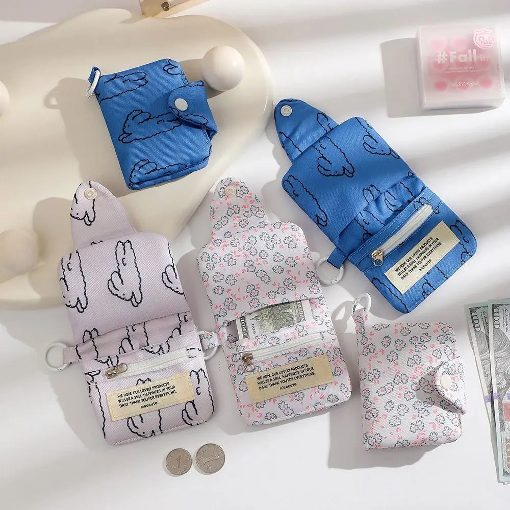 Mini Floral Coin Purse – Snap Card Holder with Key Ring, 4 Prints