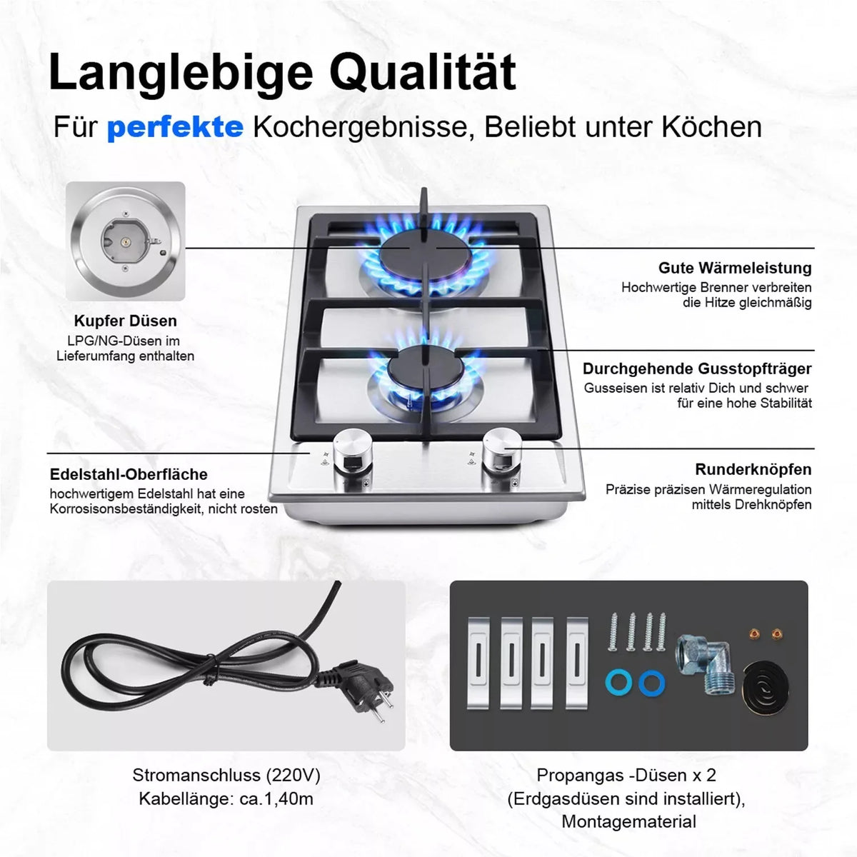 TopStrong 2-Burner Gas Cooktop – EU Model