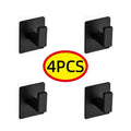 Black Aluminum Adhesive Wall Hooks – 1–4 Piece Options