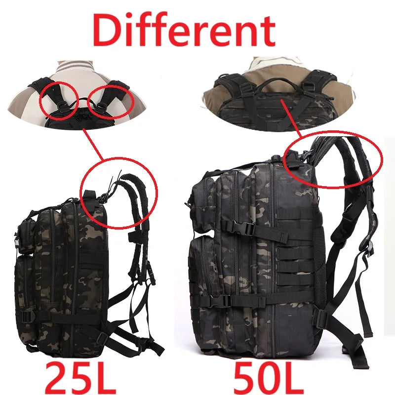 Tactical Backpack with MOLLE Webbing – 25L or 50L