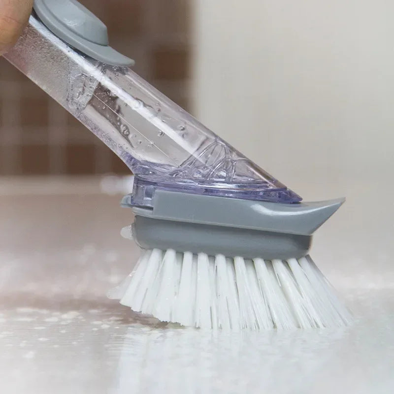 Soap-Dispensing Dish Brush with Scraper