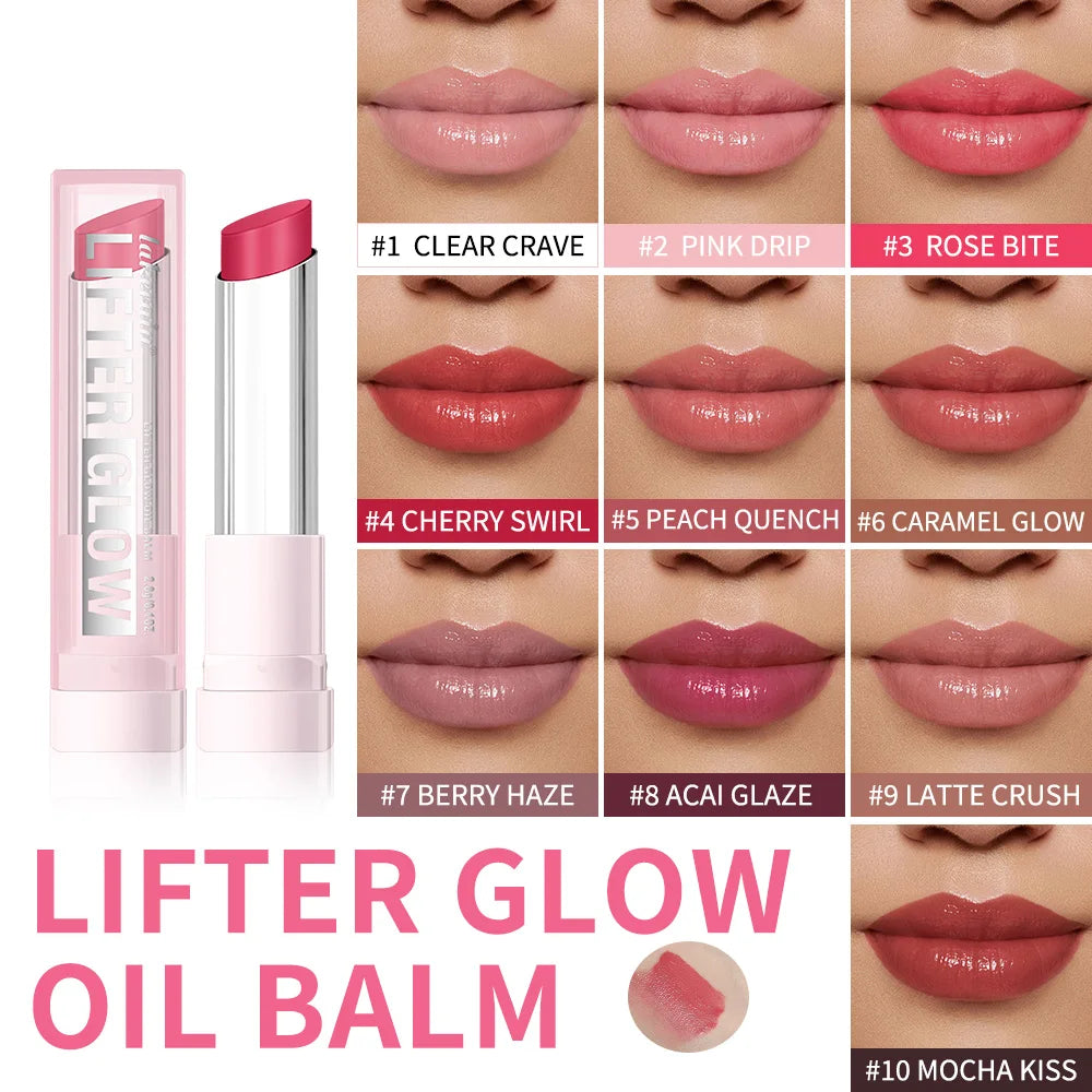 Lakerain Glow Lip Oil Balm Long Lasting Moisturizing Nourishing Daily Care Lip Balm Smooth-melt Softness Texture Natural Makeup