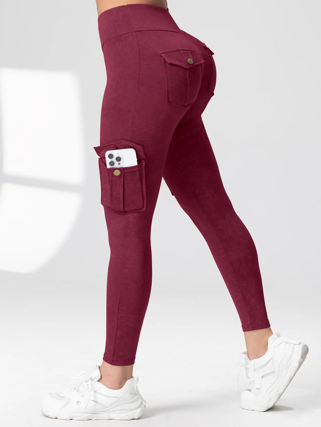 Women High Waist Yoga Gym Cargo Pocket Pant Fashion Tummy Control Athletic Pants Skinny Stretch Streetwear Sport Leggings