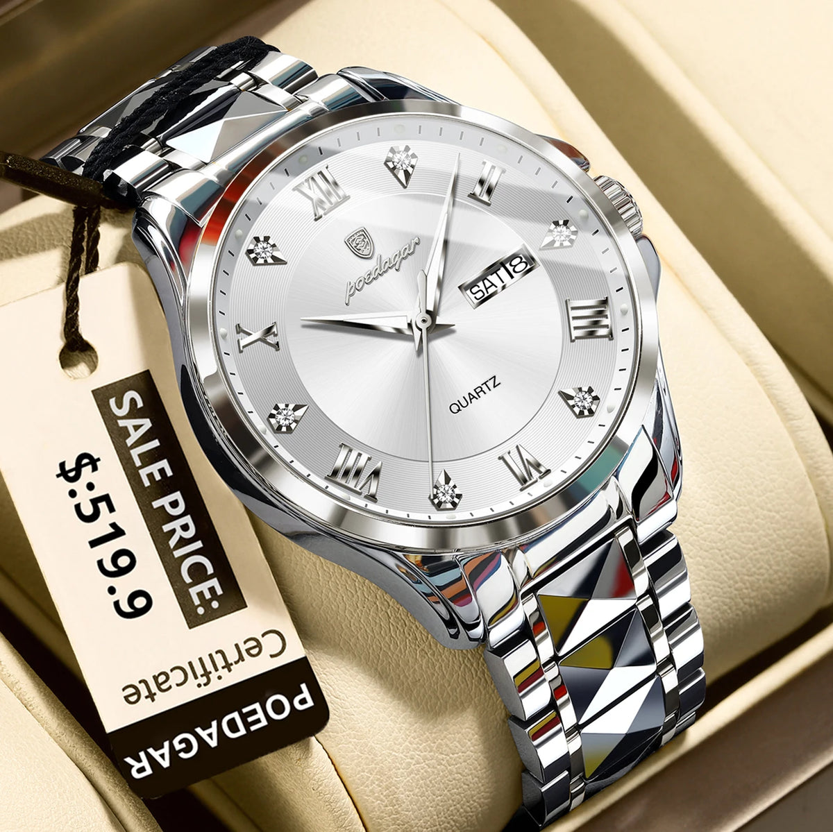 POEDAGAR 883 Men’s Day-Date Quartz Watch