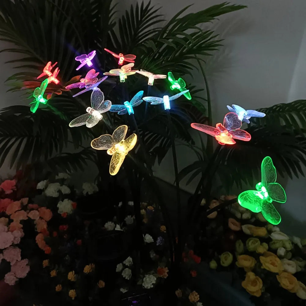 SolarLED ClearButterfly Flower Lights Waterproof Outdoor Garden Lawn Decor For Yard Camping Weddings Parties Festival Atmosphere