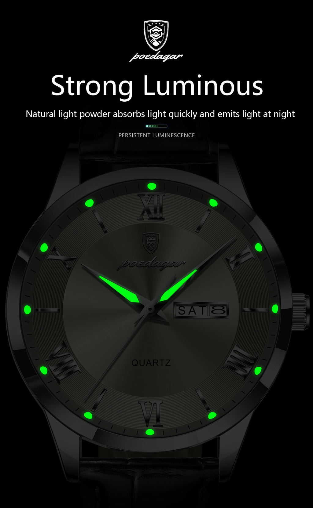 POEDAGAR 978-D Men’s Day-Date Dress Watch