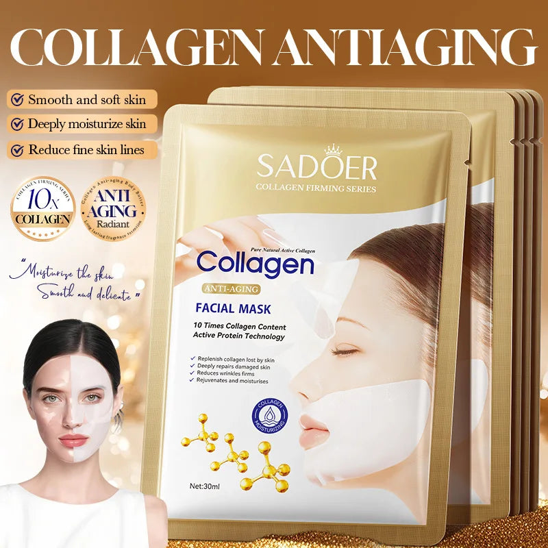 Korean Collagen Anti Wrinkle Facial Mask Fade Fine Lines Anti Aging Firm Skin Moisturizing Brightening Skincare Mask