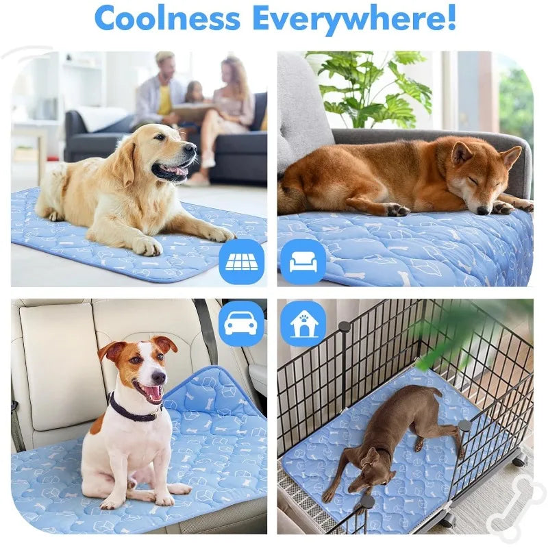 Large Pet Cooling Mat for Summer Heat Relief Reusable Breathable Gel Freeze Panel for Dogs Cats Indoor Outdoor Crate Bed