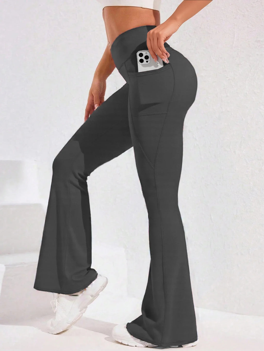 Women’s High-Waisted Flare Yoga Pants with Side Pockets