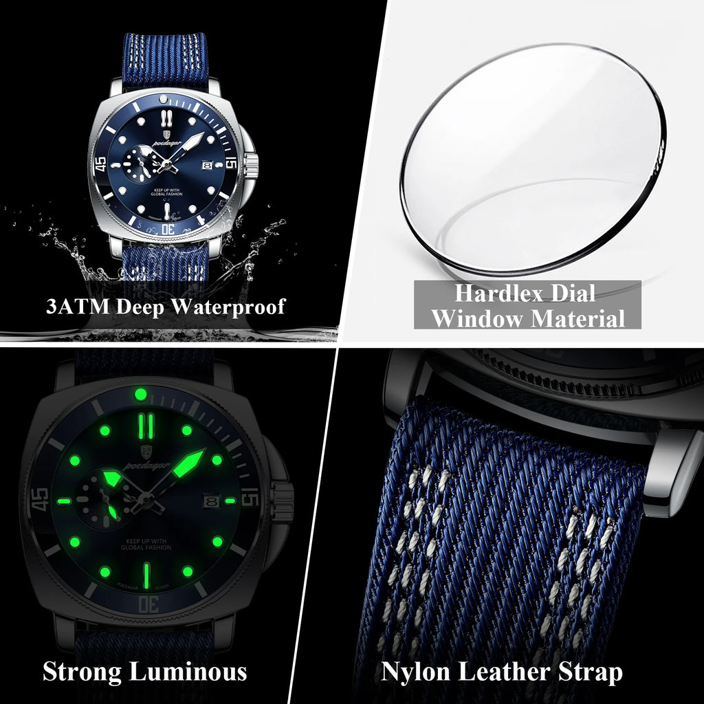 POEDAGAR 873-NL Men’s Quartz Watch with Nylon Strap