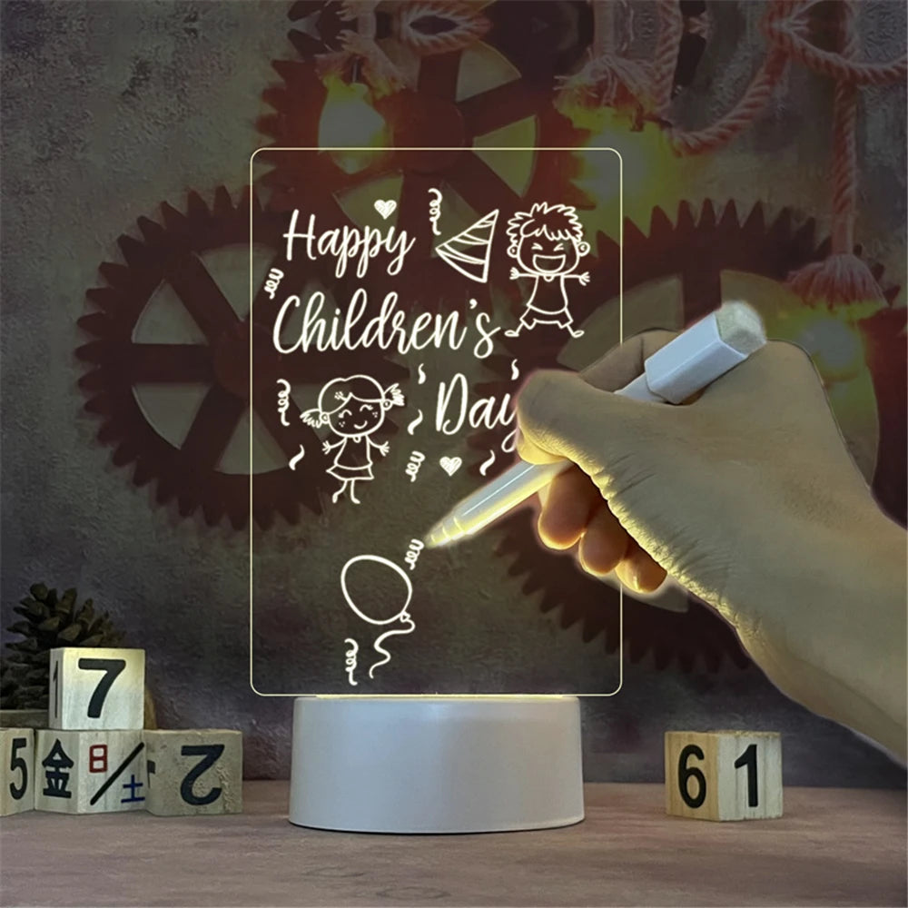 LED Acrylic Message Board – USB-Powered Warm White Light