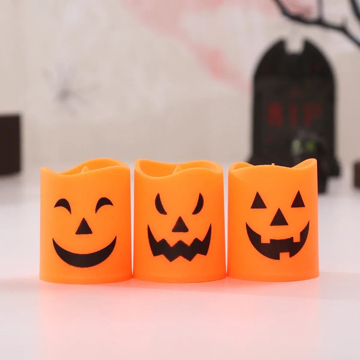 Halloween Jack-o’-Lantern LED Candles – 6-Piece Set