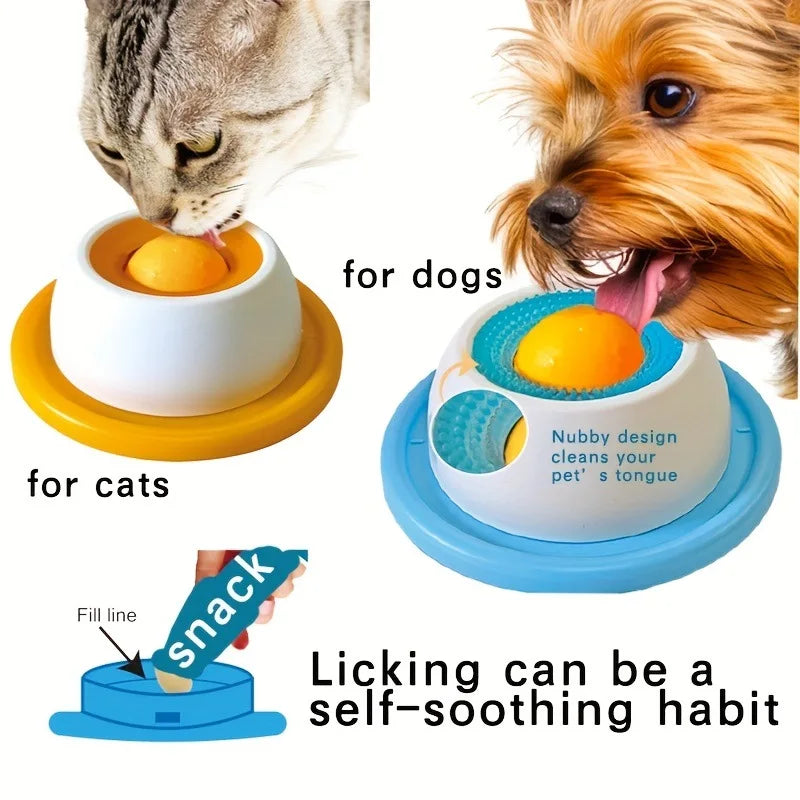 Dog Slow Feeder Lick Mat with Rotating Ball | Fillable Yogurt Puppy Toy | Boredom Buster for Small Medium Dogs