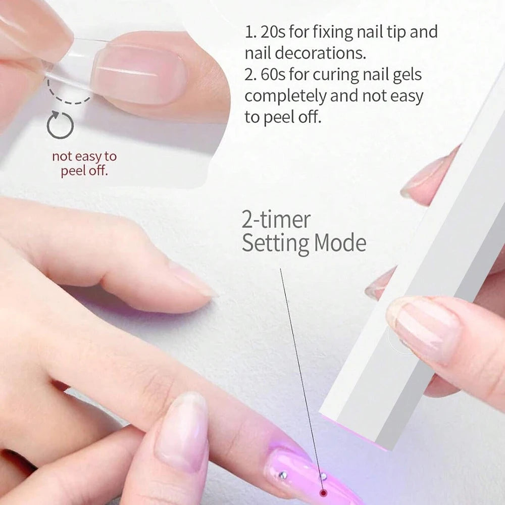 Handheld-UV-Licht für Gelnägel, tragbare UV-Nagellampe, wiederaufladbare LED-Nagellampe für Nail Art mit Tischständer