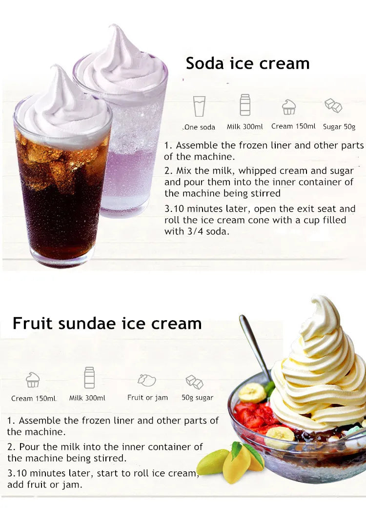 Mini Soft Ice Cream Machine – 1L Home Ice Cream Maker, Simple One-Button Operation, Makes ~8 Cones, CE Certified