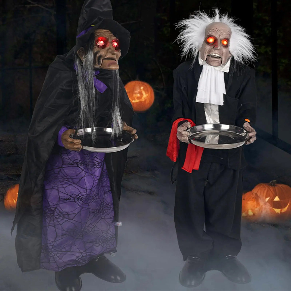 Animated Halloween Butler with Glowing Eyes