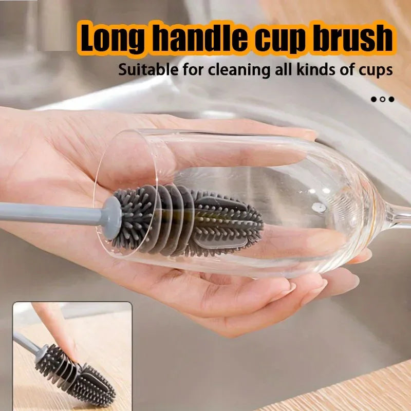 Long-Handle Silicone Bottle & Cup Cleaning Brush