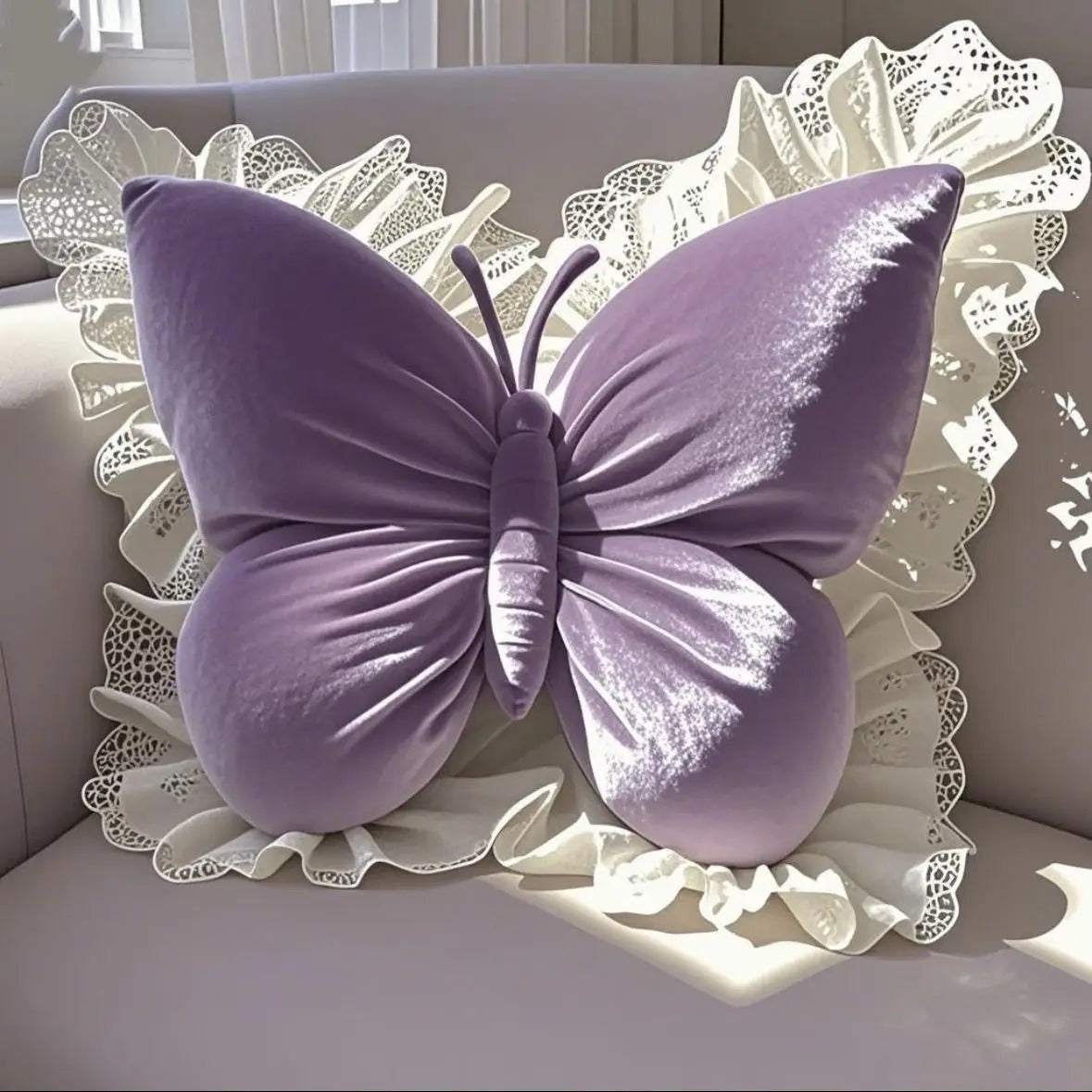 Butterfly Bow Princess Office Pillow Polyester Cotton Filled Cute Sofa Cushion for Bedroom Living Room Car Home Garden Decor